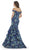 Morrell Maxie Flourish Floral Off Shoulder Evening Dress in Blue