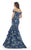 Morrell Maxie - 15645 Flourish Floral Off Shoulder Evening Dress In Blue
