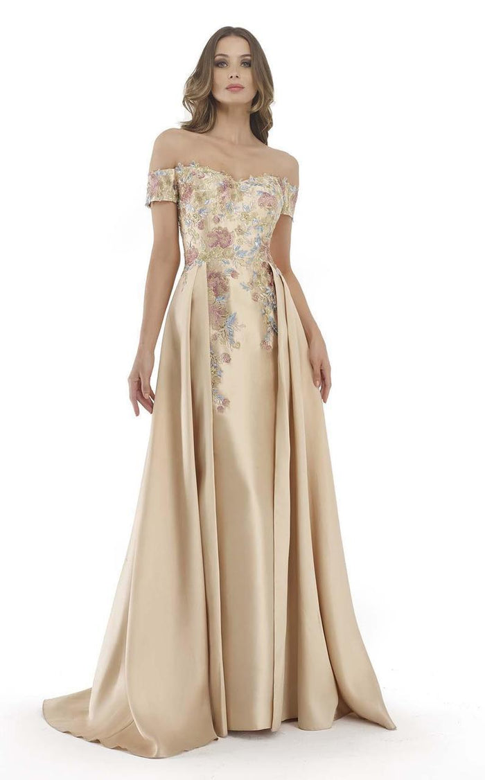 Morrell Maxie - 15657 Floral Off Shoulder A-line Dress In Neutral