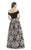 Morrell Maxie - 15669 Embroidered Off Shoulder Evening Gown In Black and Silver
