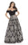 Morrell Maxie - 15669 Embroidered Off Shoulder Evening Gown In Black and Silver