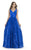 Morrell Maxie - 15671 Sculpted Sheer Embroidered Gown In Blue