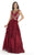 Morrell Maxie - 15672 Beaded Lace Floral Evening Gown In Red and Neutral