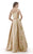 Morrell Maxie - 15694 Floral V Neck Pleated Evening Gown In Neutral and Pink