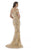 Morrell Maxie - 15695 Embroidered Off Shoulder Floral Evening Gown In Neutral and Multi-Color
