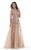 Morrell Maxie - 15696 Shimmering Deep V-Neck Evening Gown In Pink