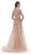 Morrell Maxie - 15696 Sparkling Deep V-Neck Evening Gown in Pink