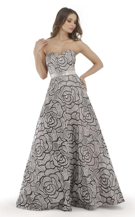 Morrell Maxie - 15717 Rose Strapless Evening Gown In Silver