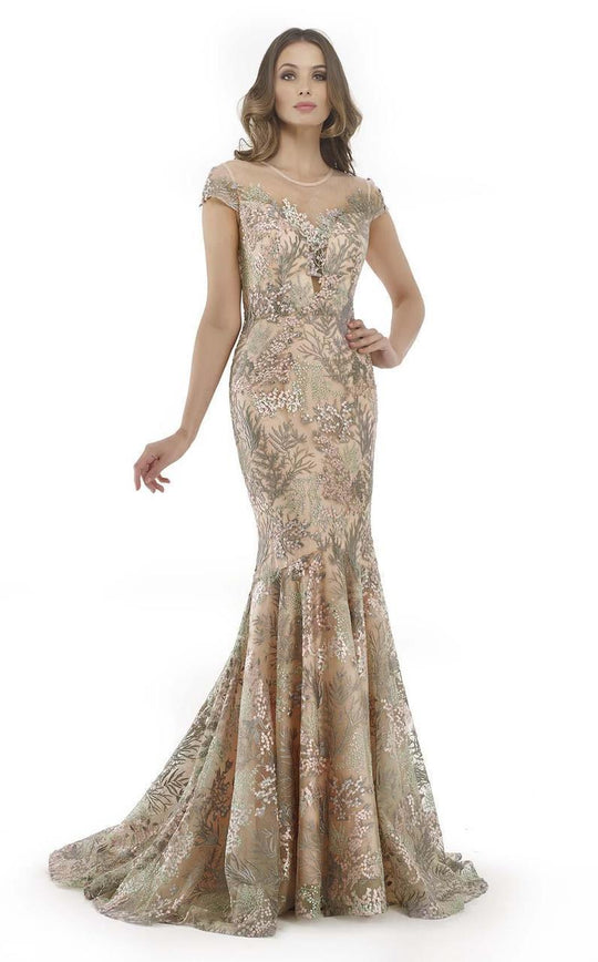 Morrell Maxie - 15720 Classic Illusion Masterpiece Mermaid Gown In Pink and Multi-Color