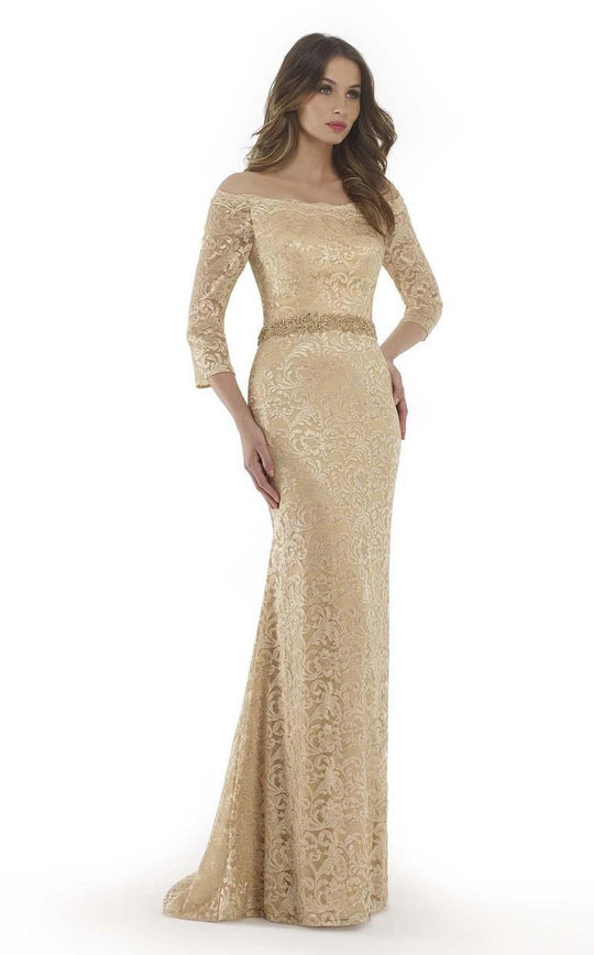 Morrell Maxie - 15722 Lace Off Shoulder Trumpet Dress In Neutral