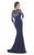 Morrell Maxie - 15723 Lace Illusion Bateau Sheath Dress In Blue