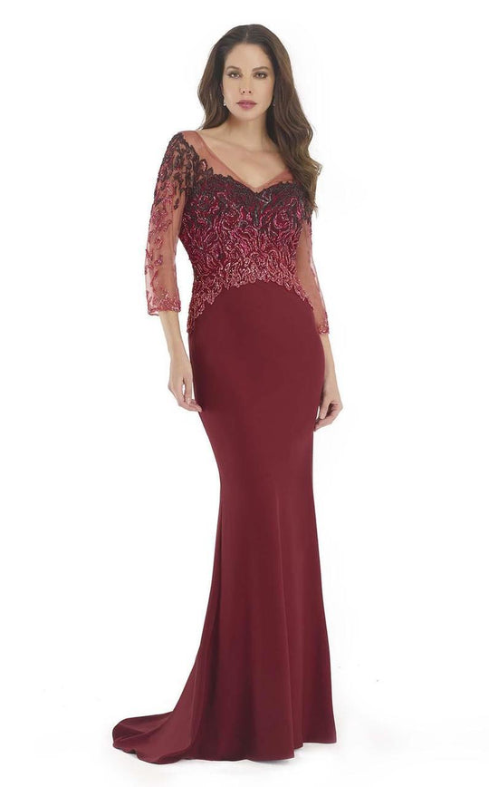 Morrell Maxie - 15729 Sequined V-neck Sheath Dress In Red