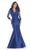 Morrell Maxie - 15730 Embroidered V-neck Trumpet Dress In Blue