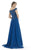 Morrell Maxie - 15732 Off-Shoulder Bejeweled Evening Gown In Blue