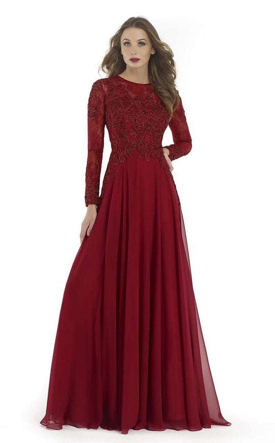Morrell Maxie - 15740 Lace Embroidered Chiffon Dress In Red