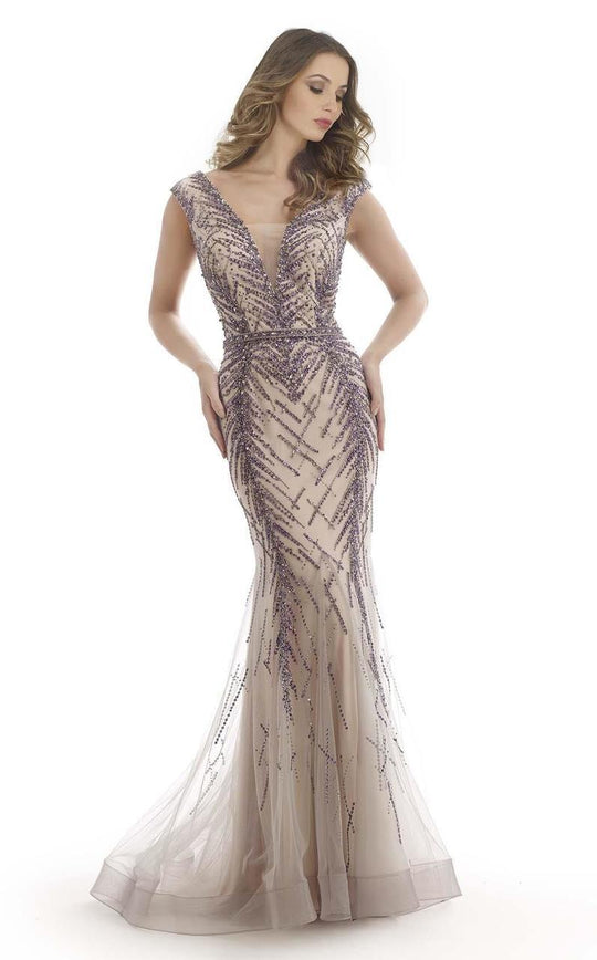 Morrell Maxie - 15748 Bejeweled Mermaid Evening Gown In Gray and Neutral
