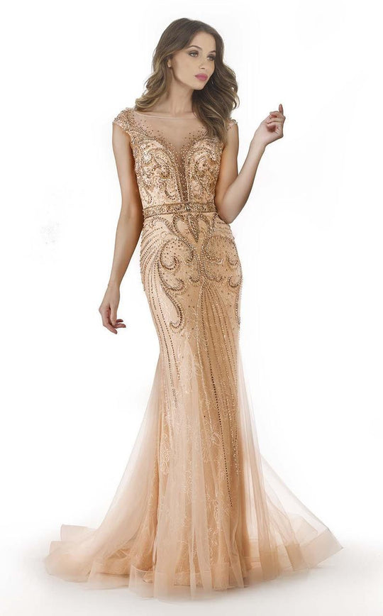 Morrell Maxie - 15750 Cap Sleeve Embellished Mermaid Gown In Neutral