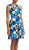 Taylor - 9612MJ Printed Jewel Neck Pleated A-line Dress In Blue and Multi-Color