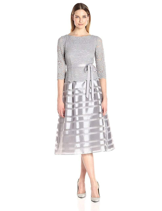 Alex Evenings - 1121004 Quarter Length Sleeve A Line Dress in Silver