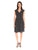 London Times - L2067M Pleated V-neck A-line Dress in Black and White