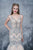 Nina Canacci - 8142 Jeweled V-neck Mermaid Dress In Neutral and Gray