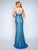 Nina Canacci - 8144 Embellished Halter Sheath Dress With Train In Blue