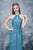 Nina Canacci - 8144 Keyhole Accented Sparkling Halter Gown In Blue