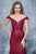 Nina Canacci - 8145 Appliqued Off-Shoulder Trumpet Gown In Red