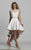 Dave & Johnny - A5802 Sleeveless Lace and Print High Low Gown in White and Print