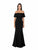Poly USA - 8146 Flounce Off Shoulder  Mermaid Jersey Dress In Black
