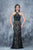 Nina Canacci - 8147 Halter Diamond Detail Embroidered Evening Gown In Black