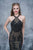 Nina Canacci - 8147 Halter Diamond Detail Embroidered Evening Gown In Black