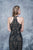 Nina Canacci - 8147 Halter Diamond Detail Embroidered Evening Gown In Black