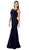 Poly USA - 8148 Sleeveless Illusion Scoop Jersey Trumpet Dress In Navy
