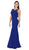 Poly USA - 8148 Sleeveless Illusion Scoop Jersey Trumpet Dress In Royal