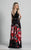Dave & Johnny - A6002 Deep V-Neck Lace and Floral A-line Gown in Print