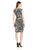 Anne Klein  - 10635522 Colorful Side Gathered Cocktail Dress in Green and Multi-Color