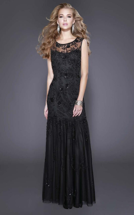Shail K - 1274 Embellished Sheer Mermaid Gown In Black