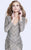 Shail K - 1276 Sequined Long Sleeves Long Dress In Gray