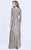 Shail K - Sequined Long Sleeve Sheath Gown 1276 in Gray