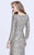 Shail K - 1276 Sequined Long Sleeves Long Dress In Gray