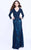 Shail K - 1276 Sequined Long Sleeves Long Dress In Blue