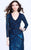 Shail K - 1276 Sequined Long Sleeves Long Dress In Blue