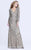 Shail K - 1276 Sequined Long Sleeves Long Dress In Gray