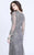 Shail K - 1280 Floral Long Sleeves Long Dress In Gray