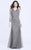 Shail K - 1280 Floral Long Sleeves Long Dress In Gray