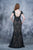 Nina Canacci - 8150 Short Sleeve Embroidered Illusion Evening Gown In Black and Neutral