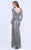 Shail K - 1282 Sequined Long Sleeve Long Gown In Gray