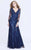 Shail K - 1282 Sequined Long Sleeve Long Gown In Blue