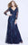 Shail K - 1282 Sequined Long Sleeve Long Gown In Blue